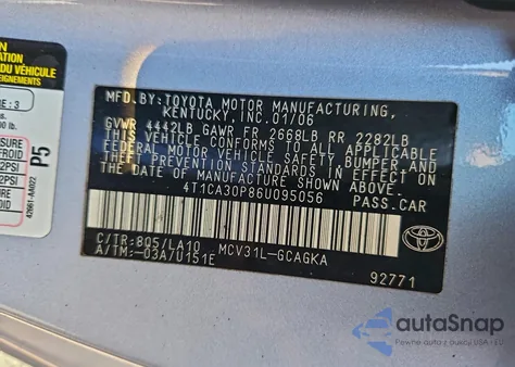 2006 Toyota Camry Solara Se из США, поврежденный, VIN 4T1CA30P86U095056